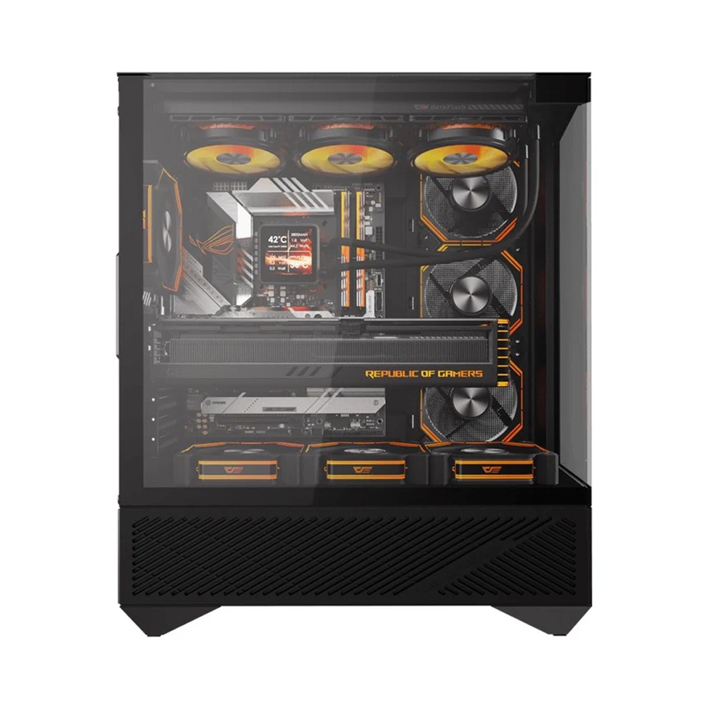 DarkFlash DY460 ATX Mid Tower Gaming Case With 4 ARGB Fans Included - Black