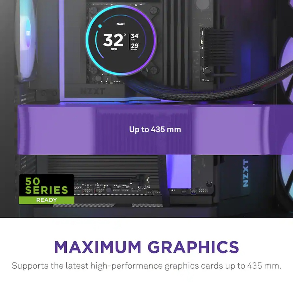 NZXT H9 Flow RGB+ Large Dual-Chamber ATX Mid-Tower Airflow Two Panel Front & Left Side Tempered Glass Case with 7 RGB Fans-Black