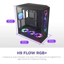 NZXT H9 Flow RGB+ Large Dual-Chamber ATX Mid-Tower Airflow Two Panel Front & Left Side Tempered Glass Case with 7 RGB Fans-Black