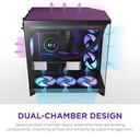 NZXT H9 Flow RGB+ Large Dual-Chamber ATX Mid-Tower Airflow Two Panel Front & Left Side Tempered Glass Case with 7 RGB Fans-Black