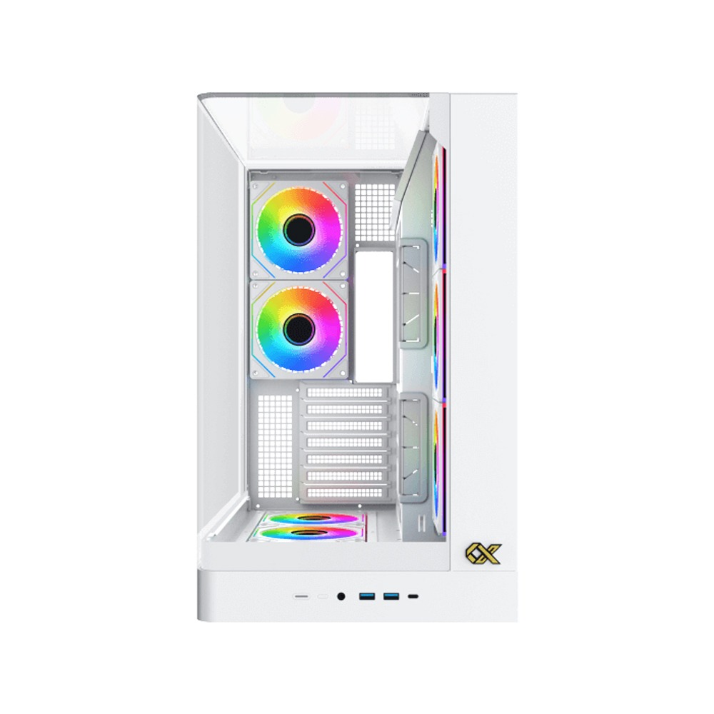 Xigmatek Pano II Arctic ATX Three Panel Front Top & Left Side Tempered Glass Case With 8 ARGB Fans-White