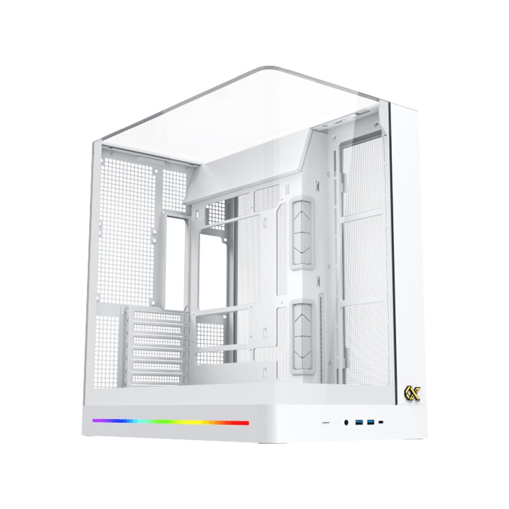 Xigmatek Pano II Arctic ATX Three Panel Front Top & Left Side Tempered Glass Case With 8 ARGB Fans-White