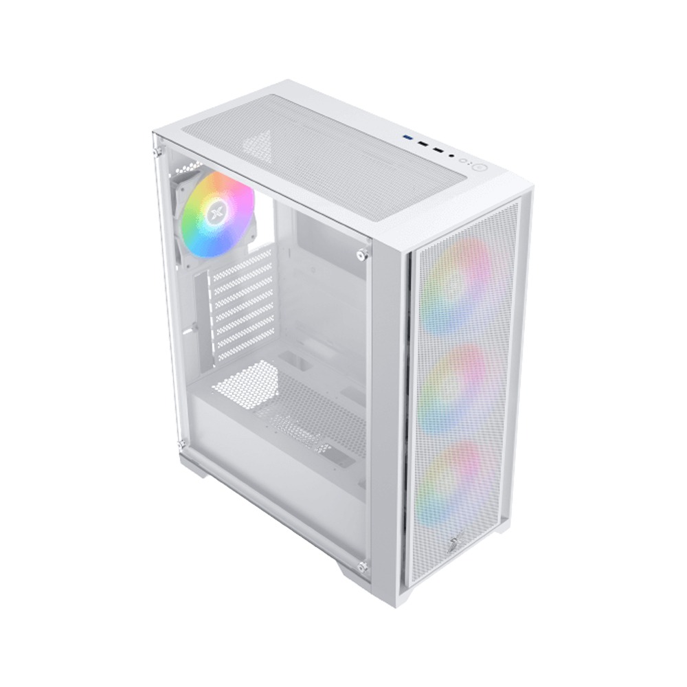 Xigmatek Gaming X II Arctic ATX Left Side Tempered Glass Panel Case with 4 ARGB Fans - White