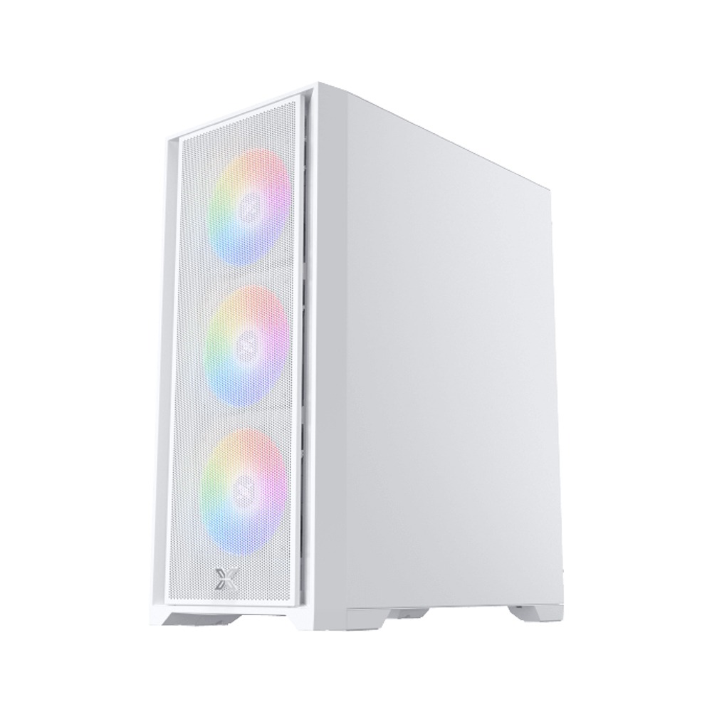 Xigmatek Gaming X II Arctic ATX Left Side Tempered Glass Panel Case with 4 ARGB Fans - White