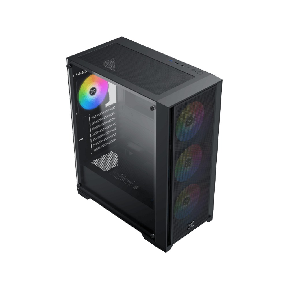 Xigmatek Gaming X II ATX Left Side Tempered Glass Panel Case with 4 ARGB Fans - Black