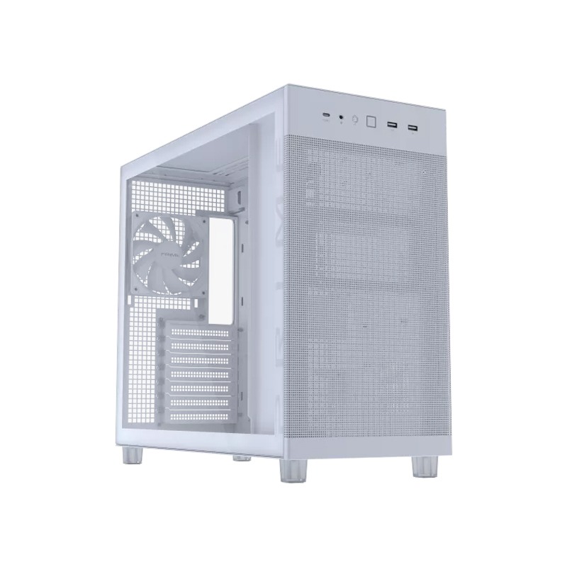 Asus Prime AP303 Mid Tower Mesh Steel Tempered Glass ABS Plastic Case With 1 Fans - White