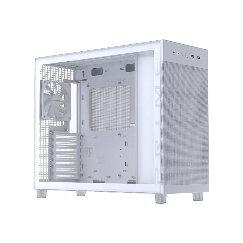 Asus Prime AP303 Mid Tower Mesh Steel Tempered Glass ABS Plastic Case With 1 Fans - White