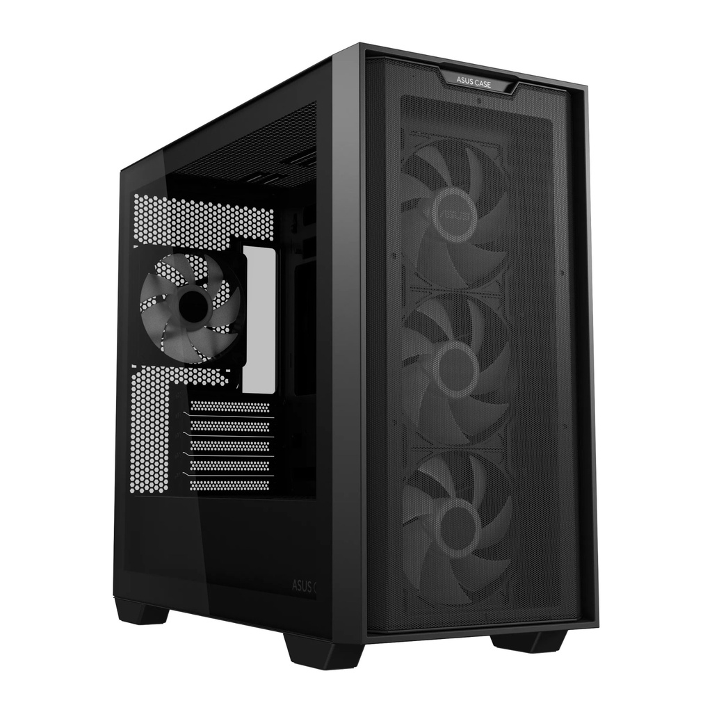 Asus A21 Plus Micro ATX Tower Case, Tempered Glass Side Panel, 360MM Radiator Support, 4 ARGB Fans - Black