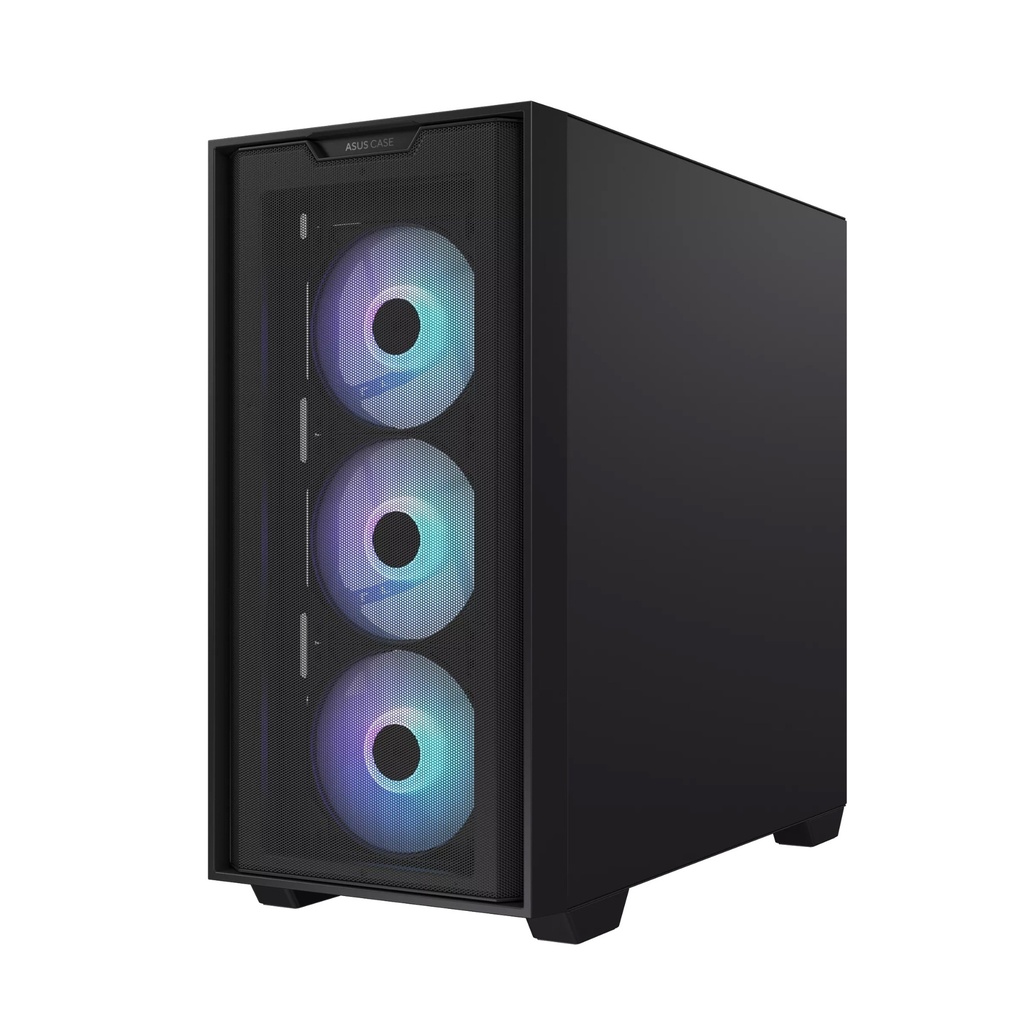 Asus A21 Plus Micro ATX Tower Case, Tempered Glass Side Panel, 360MM Radiator Support, 4 ARGB Fans - Black