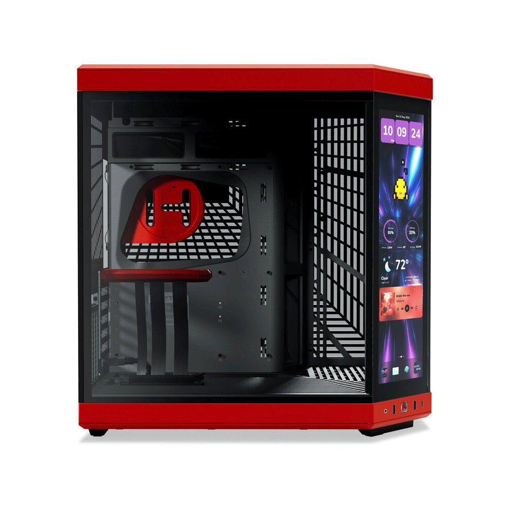 HYTE Y70 TOUCH INFINITE - 14.5 Inch lntegrated IPS Touchscreen ATX Case - Black Cherry