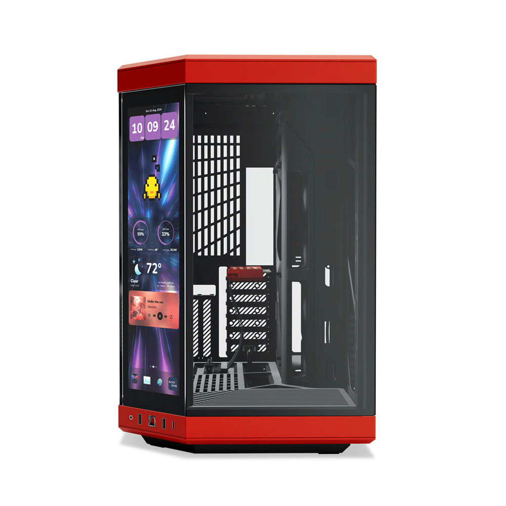 HYTE Y70 TOUCH INFINITE - 14.5 Inch lntegrated IPS Touchscreen ATX Case - Black Cherry