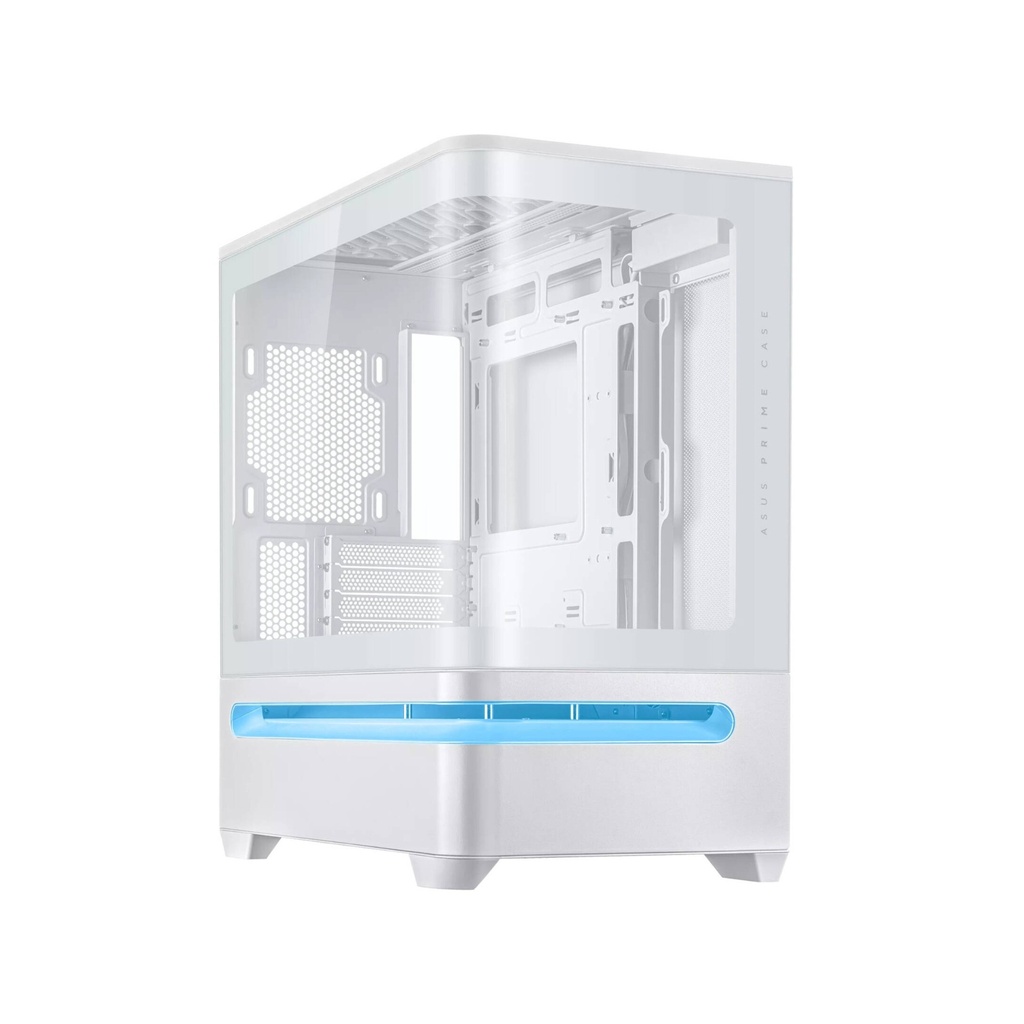 Asus Prime AP202 Mid Tower Fornt & Left Side Tempered Glass Panel Case With 3 ARGB Fans - White