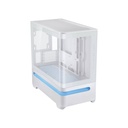 Asus Prime AP202 Mid Tower Fornt & Left Side Tempered Glass Panel Case With 3 ARGB Fans - White