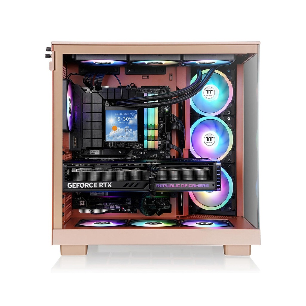 Thermaltake View 380 XL TG Mid Tower Two Panel Front & Left Side Tempered Glass Case with 4 ARGB Fans-Gravel Sand