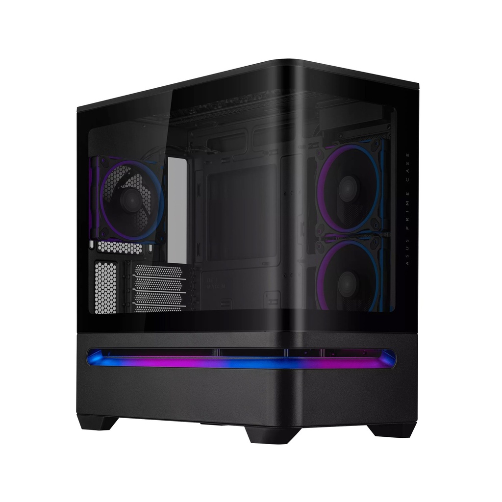 Asus Prime AP202 Mid Tower Fornt & Left Side Tempered Glass Panel Case With 3 ARGB Fans-Black
