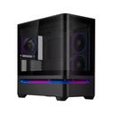 Asus Prime AP202 Mid Tower Fornt & Left Side Tempered Glass Panel Case With 3 ARGB Fans-Black