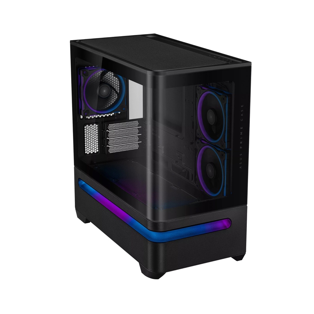 Asus Prime AP202 Mid Tower Fornt & Left Side Tempered Glass Panel Case With 3 ARGB Fans-Black