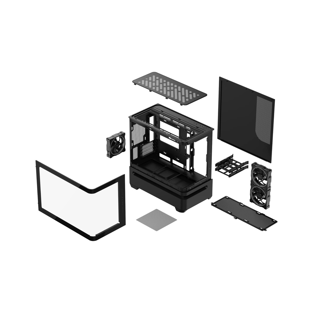 Asus Prime AP202 Mid Tower Fornt & Left Side Tempered Glass Panel Case With 3 ARGB Fans-Black