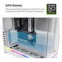 Montech HS02 Pro Mid Tower Two Panel Front & Left Side Tempered Glass Case with 5 ARGB Fans - White