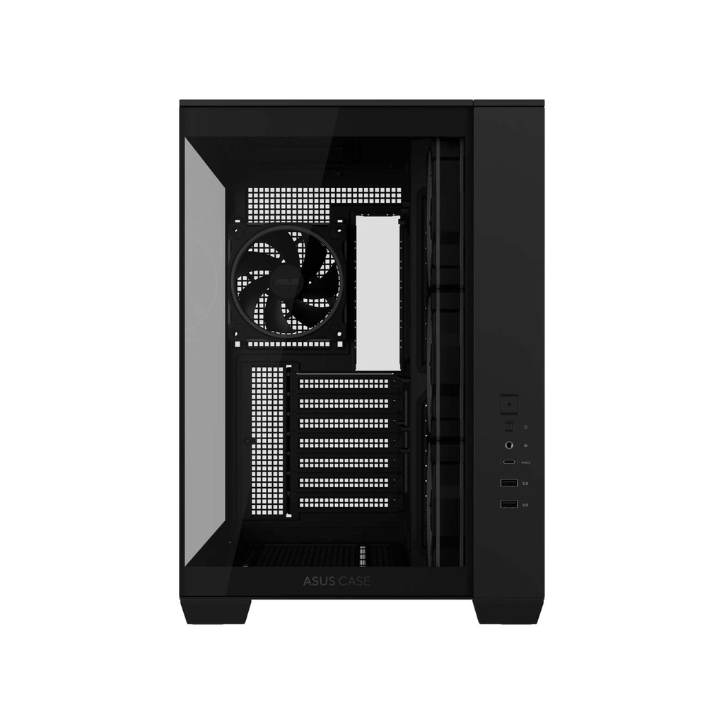 Asus A32 PLUS Mid Tower Steel Fornt & Left Side Tempered Glass Side Panel ABS Plastic Case With 4 ARGB Fans -Black