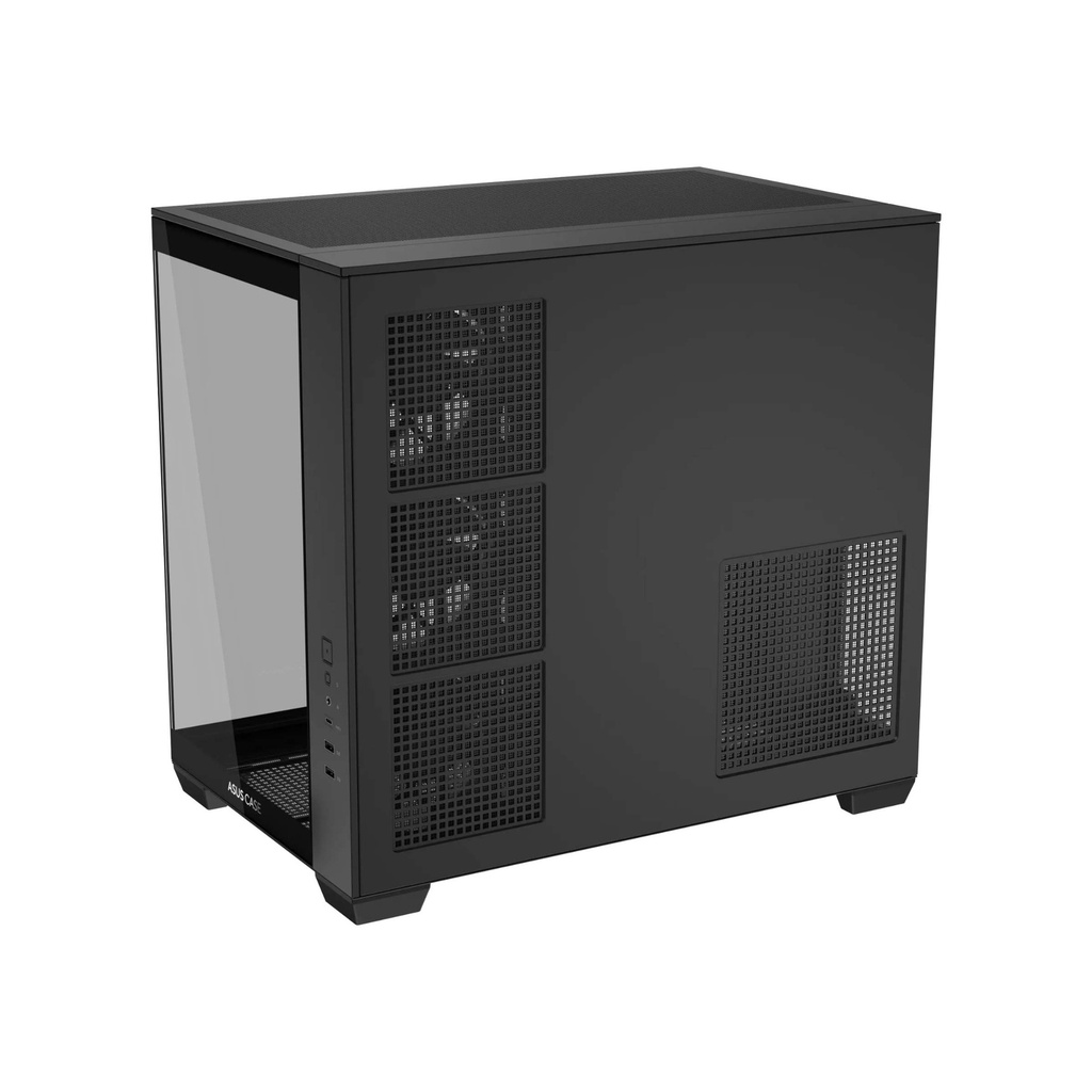 Asus A32 PLUS Mid Tower Steel Fornt & Left Side Tempered Glass Side Panel ABS Plastic Case With 4 ARGB Fans -Black