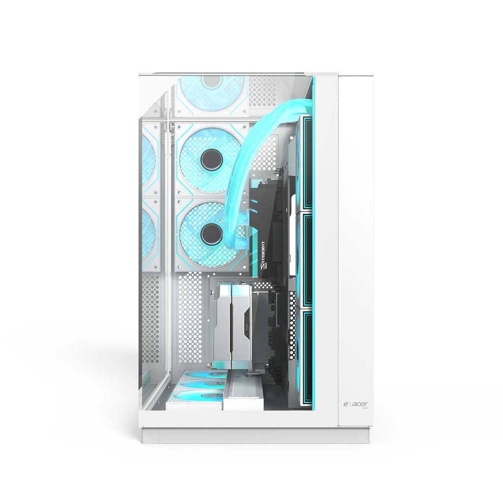 Acer V333 ATX Mid Tower Three Panel Front Top & Left Side Tempered Glass Case With 8 ARGB Fans - White
