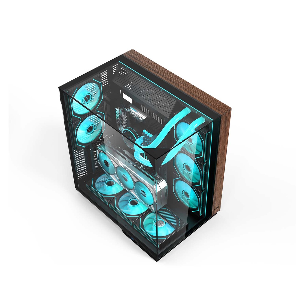 Acer V333 ATX Mid Tower Three Panel Front Top & Left Side Tempered Glass Case With 8 ARGB Fans - Black