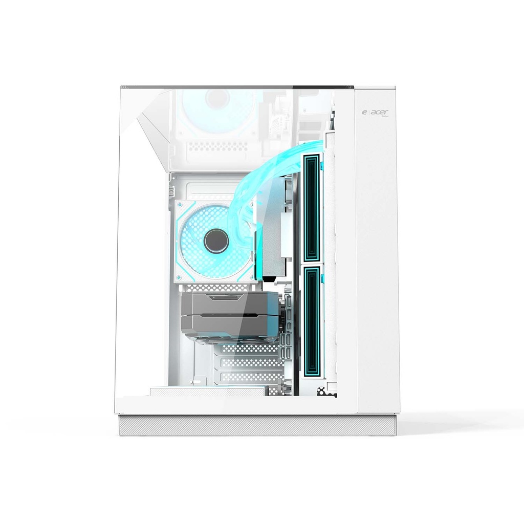 Acer V330 ATX Mid Tower Three Panel Front Top & Left Side Tempered Glass Case With 6 ARGB Fans - White
