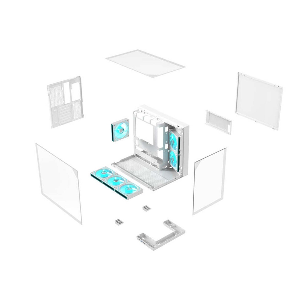 Acer V330 ATX Mid Tower Three Panel Front Top & Left Side Tempered Glass Case With 6 ARGB Fans - White