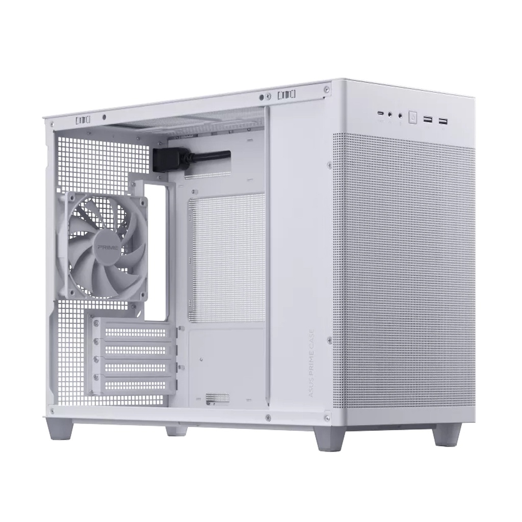 Asus Prime AP201 Micro ATX 33L Left Side Tempered Glass Panel Case Without Fan - White