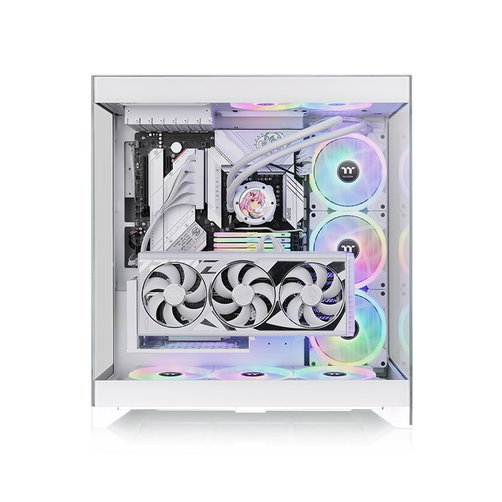 Thermaltake CTE E550 TG Mid Tower ATX Case, 3 Tempered Glass Panels Hidden-Connector Motherboard Support Three-Way VGA Installations Dual Chamber Design, White | CA-1Z8-00M6WN-00