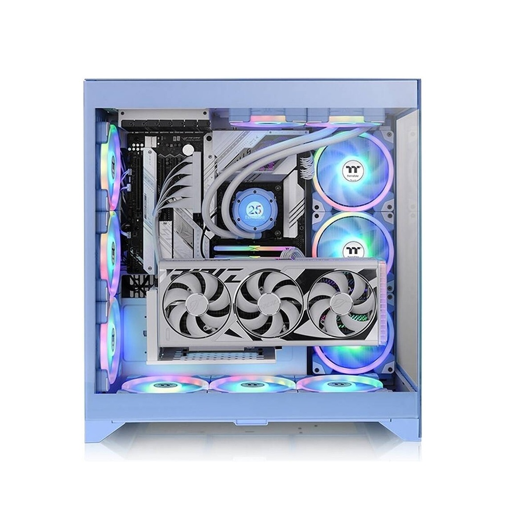 Thermaltake CTE E600 MX Hydrangea E-ATX Case, Centralized Thermal Efficiency Design, Interchange Mesh & TG Front Panel 3Way VGA Mounting Bracket 400mm PCIe4 Riser Cable, Blue | CA-1Y3-00MFWN-00