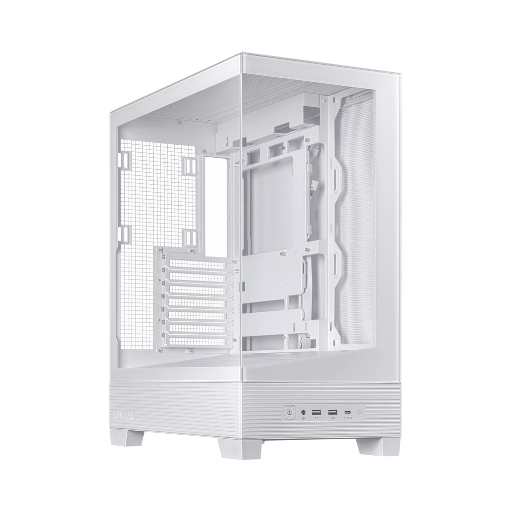 Asus A31 Plus Mid Tower Front Side & Left Side Tempered Glass Panel Case With 4 Fan RGB - White