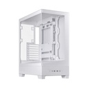 Asus A31 Plus Mid Tower Front Side & Left Side Tempered Glass Panel Case With 4 Fan RGB - White