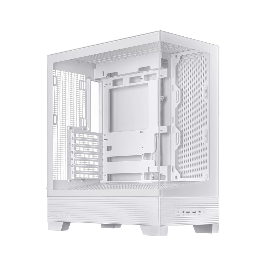 Asus A31 Plus Mid Tower Front Side & Left Side Tempered Glass Panel Case With 4 Fan RGB - White