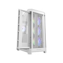 Cougar DuoFace Pro RGB Mid Tower Gaming Case, Two Side Panel Front & Left Tempered Glass Case With 4 ARGB Fan - White