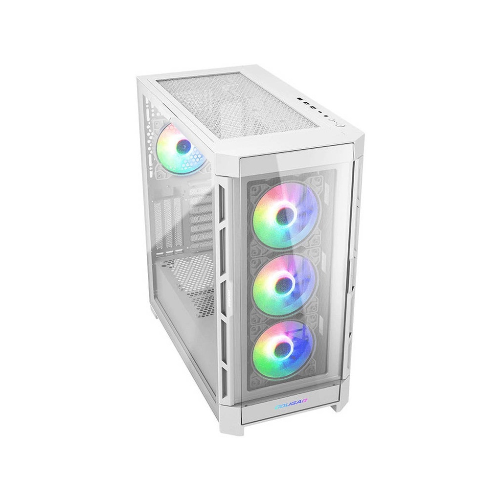 Cougar DuoFace Pro RGB Mid Tower Gaming Case, Two Side Panel Front & Left Tempered Glass Case With 4 ARGB Fan - White