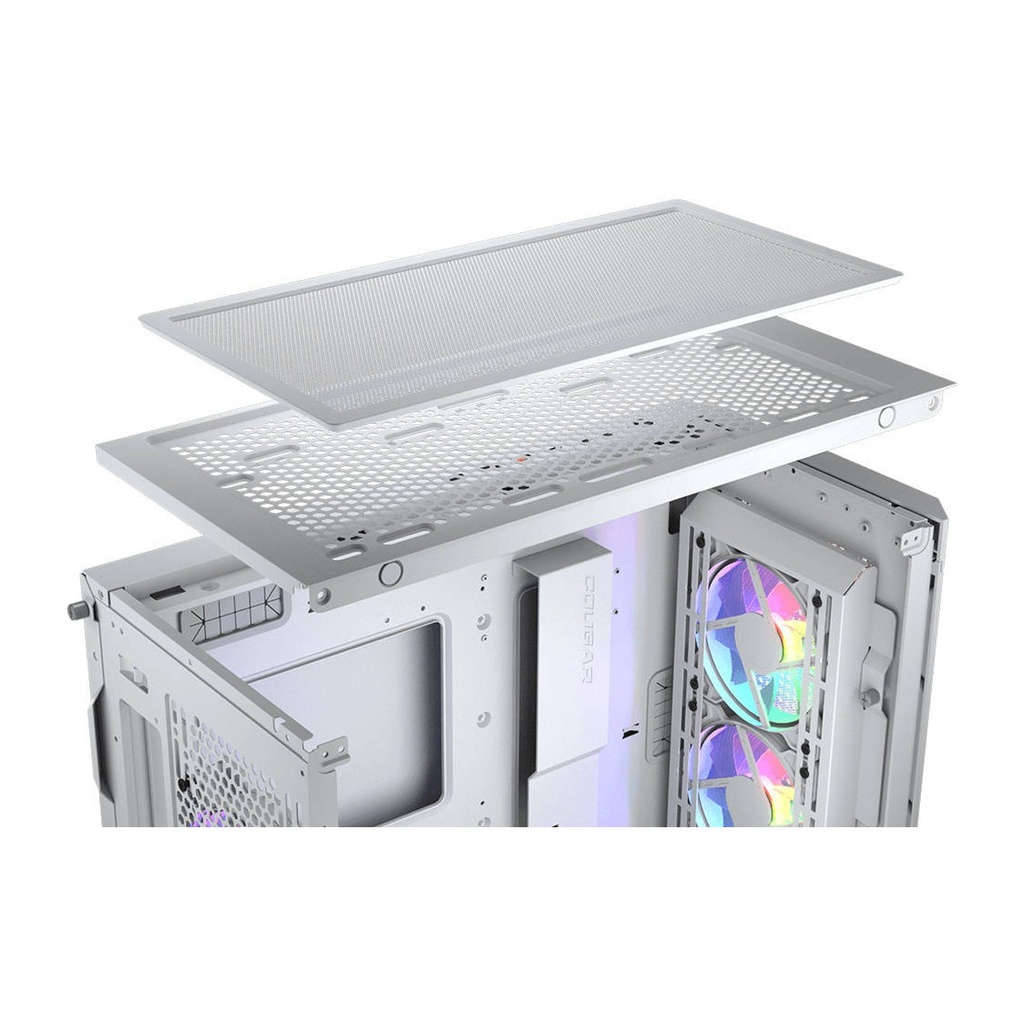 Cougar DuoFace Pro RGB Mid Tower Gaming Case, Two Side Panel Front & Left Tempered Glass Case With 4 ARGB Fan - White