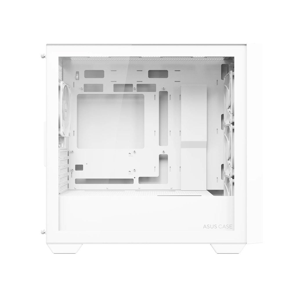 Asus A21 Plus Micro ATX Tower Tempered Glass Side Panel Case With 4 ARGB Fan - White