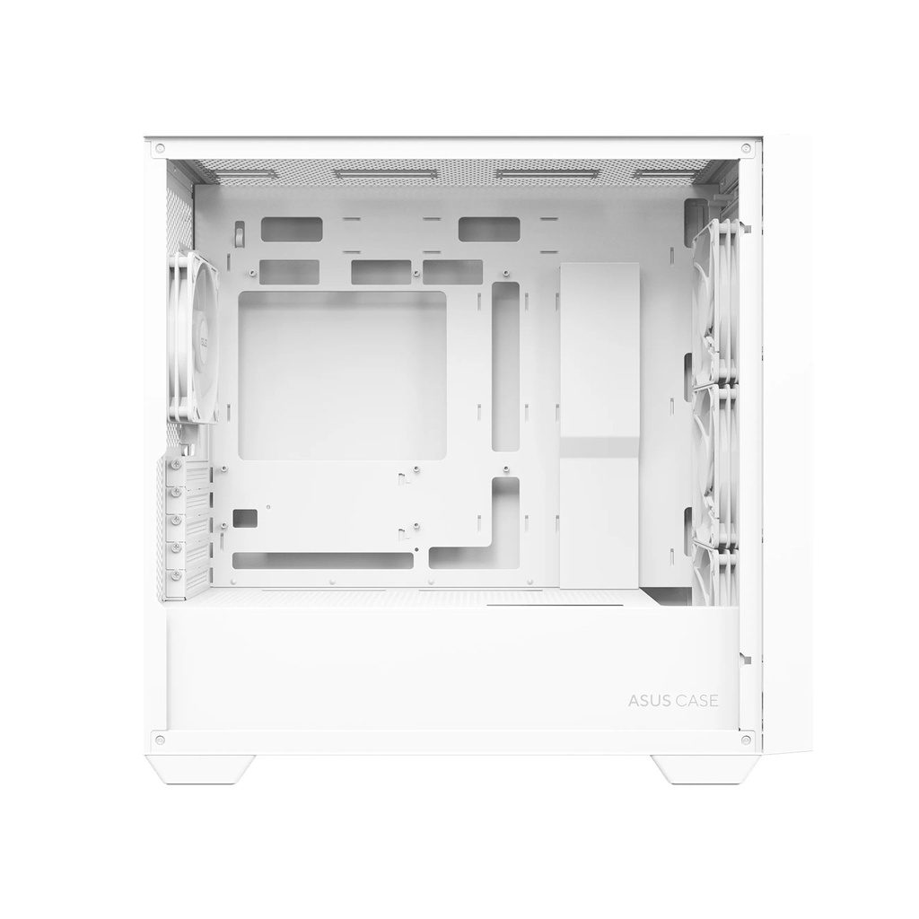 Asus A21 Plus Micro ATX Tower Tempered Glass Side Panel Case With 4 ARGB Fan - White