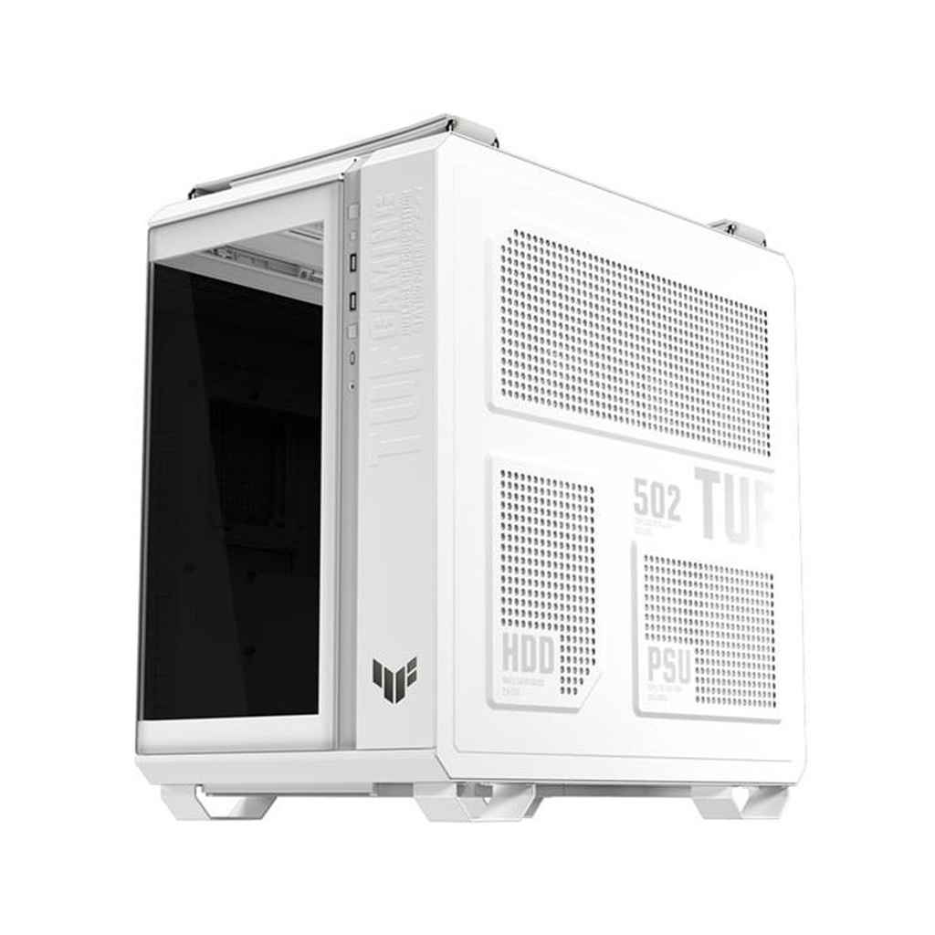 Asus Tuf Gaming GT502 Horizon Mid Tower Two Panel Front & Left Side Tempered Glass Case with 4 ARGB Fans - White