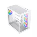 Xigmatek Aqua V Air Arctic Mid Tower Front Side & Left Side Tempered Glass Panel Case with 7 RGB Fans - White