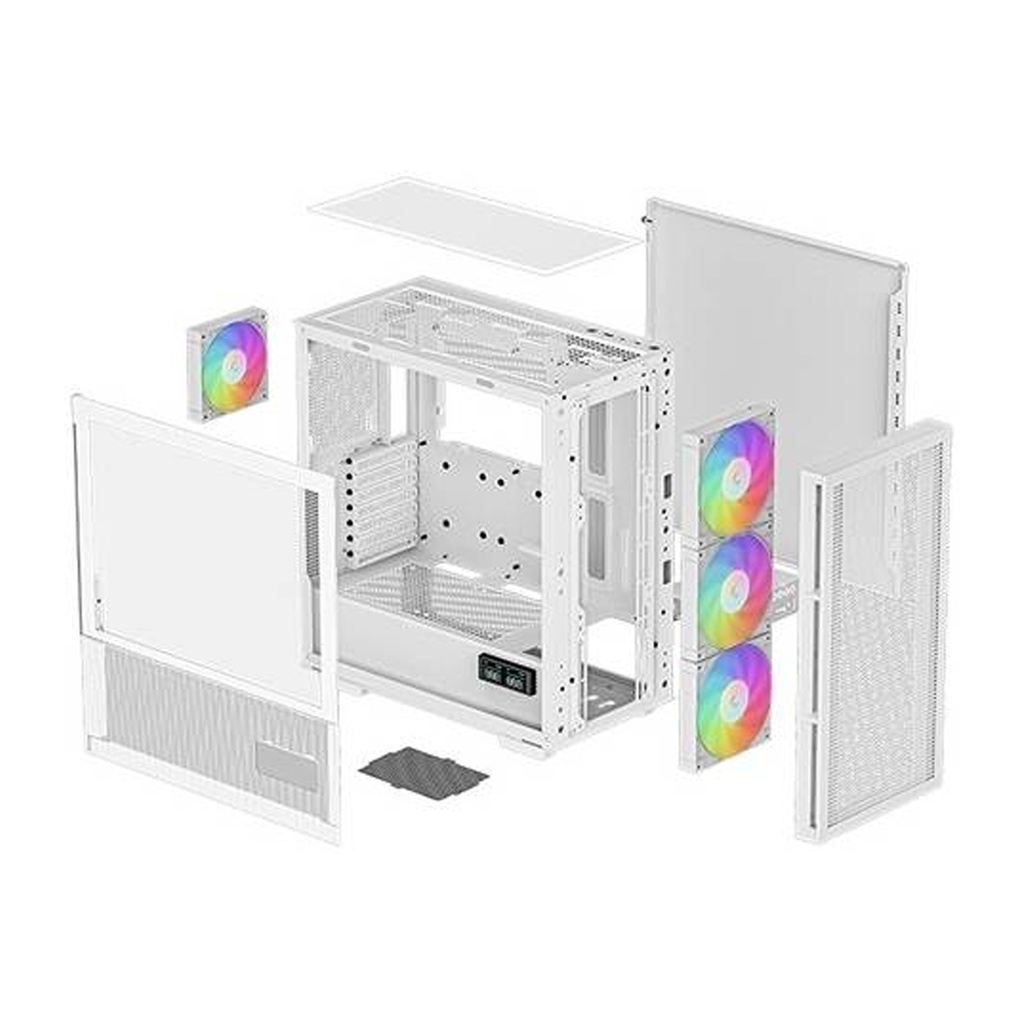DeepCool CH560 Digital ATX Mid Tower Tempered Glass Side Panel Case with 4 RGB Fans - White