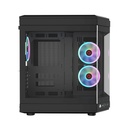 GameOn Valkyrie Series Mid Tower Two Panel Front & Left Side Tempered Glass Case With 3 RGB Fans - Black