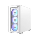 Asus A23 Plus Mid Tower Front Side & Left Side Tempered Glass Panel Case With 4 Fan RGB - White