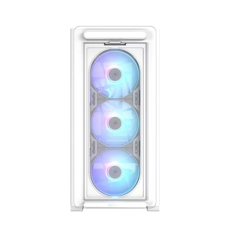 Asus A23 Plus Mid Tower Front Side & Left Side Tempered Glass Panel Case With 4 Fan RGB - White