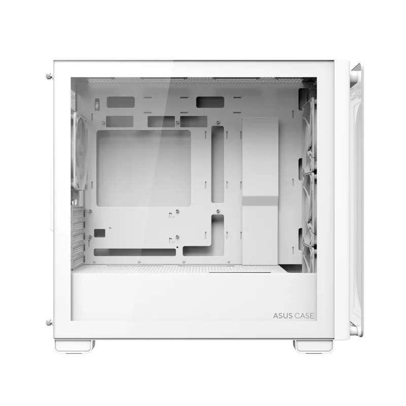 Asus A23 Plus Mid Tower Front Side & Left Side Tempered Glass Panel Case With 4 Fan RGB - White