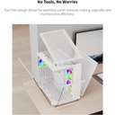 Montech King 65 Pro Mid Tower Two Panel Front & Left Side Tempered Glass Case with 3 RGB Fans - White