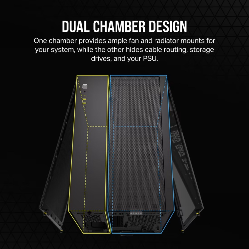 Corsair 2500D Airflow Mid-Tower Dual Chamber PC Case - Black