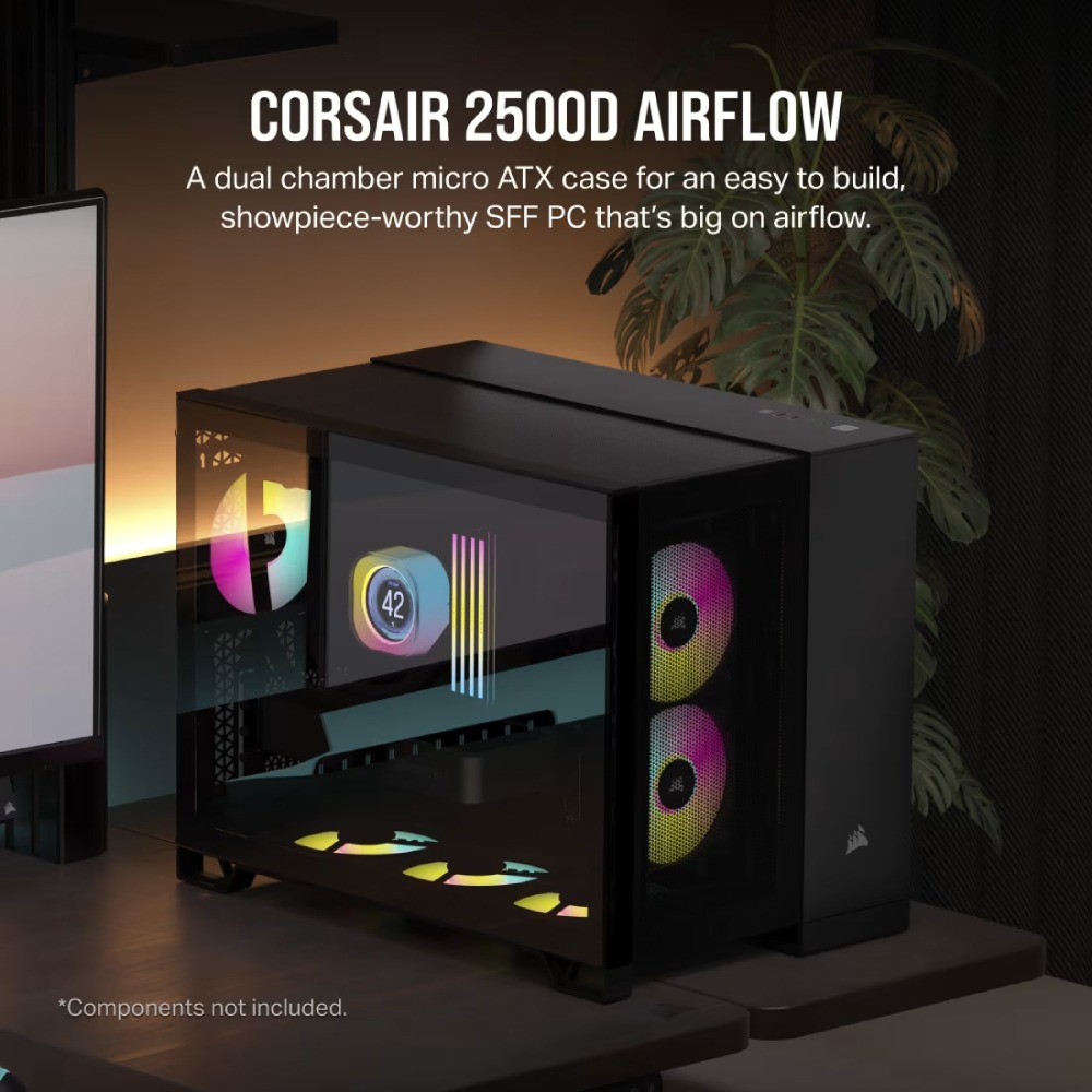 Corsair 2500D Airflow Mid-Tower Dual Chamber PC Case - Black